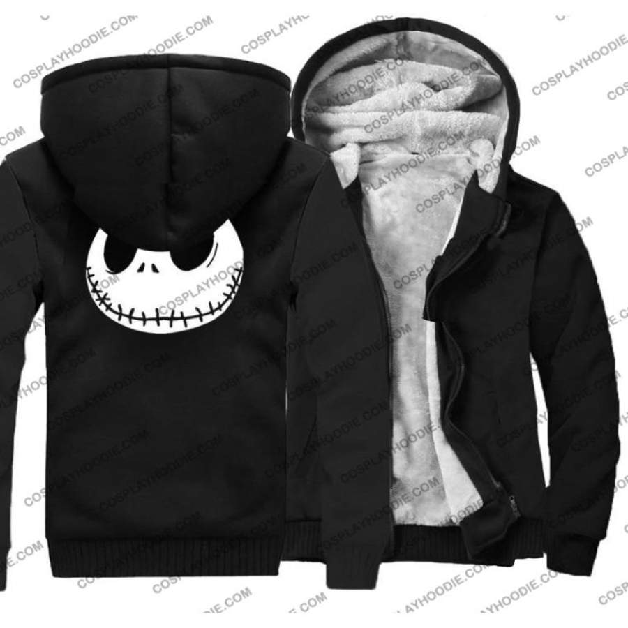 Jack Skellington Evil Face Print Fleece Winter Hoodie Jacket – Sothwarm