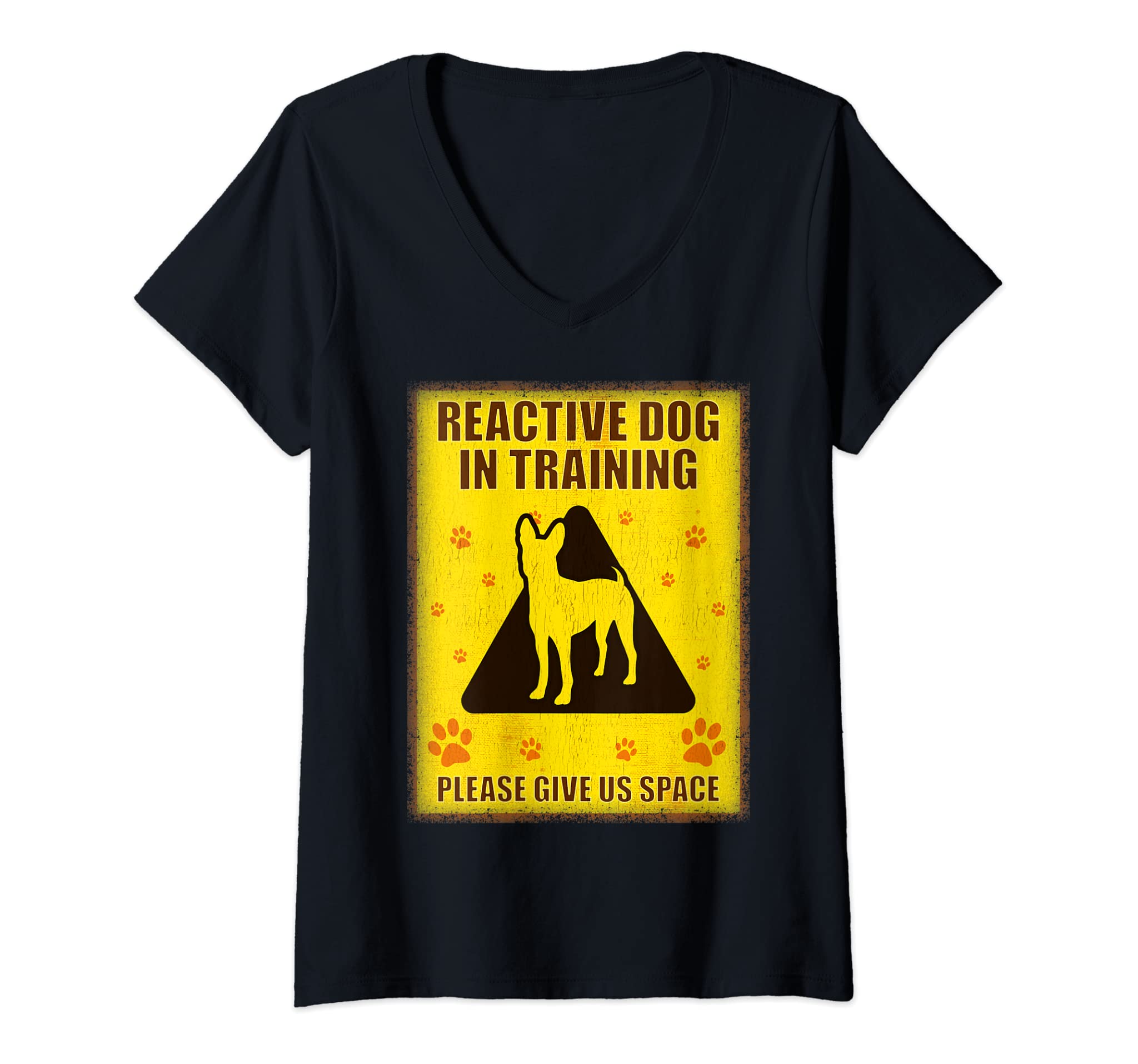 Womens Reactive Dog In Training – Reactive Dog Sign Trainer V-Neck