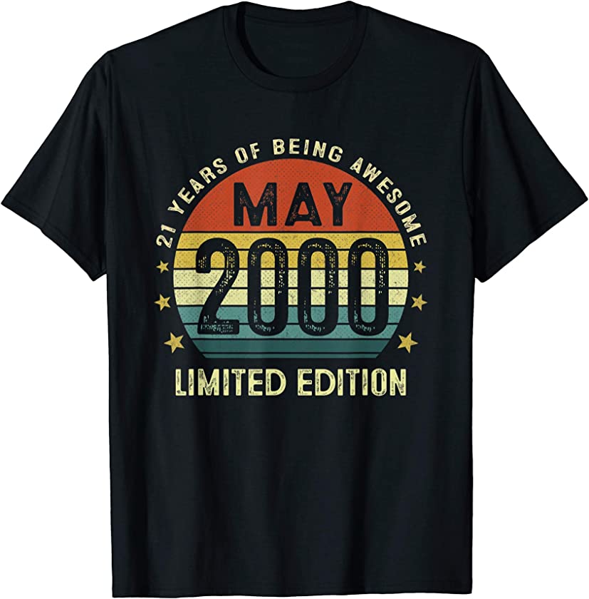 21 Year Old Vintage May 2000 Limited Edition 21th Birthday T-Shirt