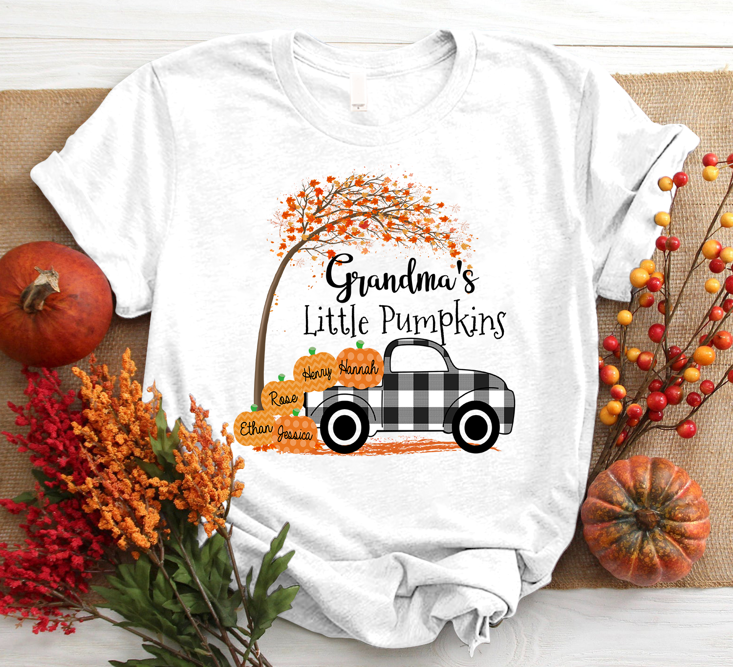 Grandma’S Little Pumpkins 2021 Autumn, Personalized Grandma T-Shirt