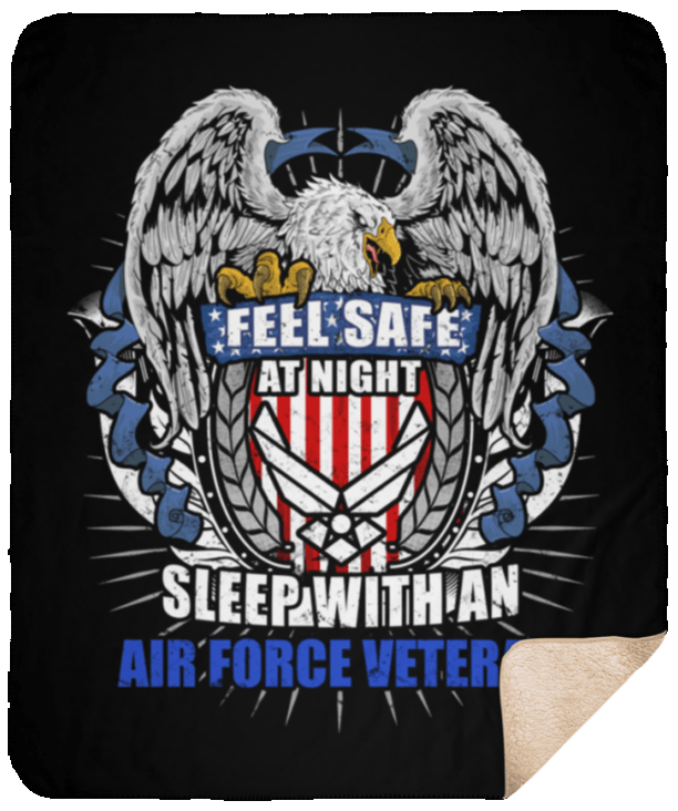 Feel Safe At Night Sleep With An Air Force Veteran Sherpa Blanket – 50×60