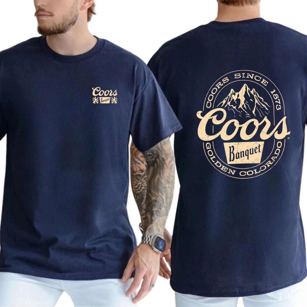 Coors Banquet Shirt – Classic Circular Graphic, 100% Cotton, Features Iconic Branding, Perfect for Everyday Wear, Machine Washable – Menswear