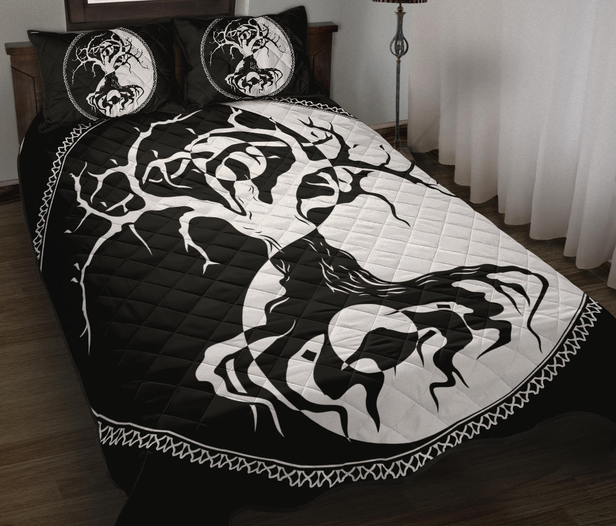 Viking Style Quilt Bed Set Ying Yang Celtic A21 Wardrobe Collective