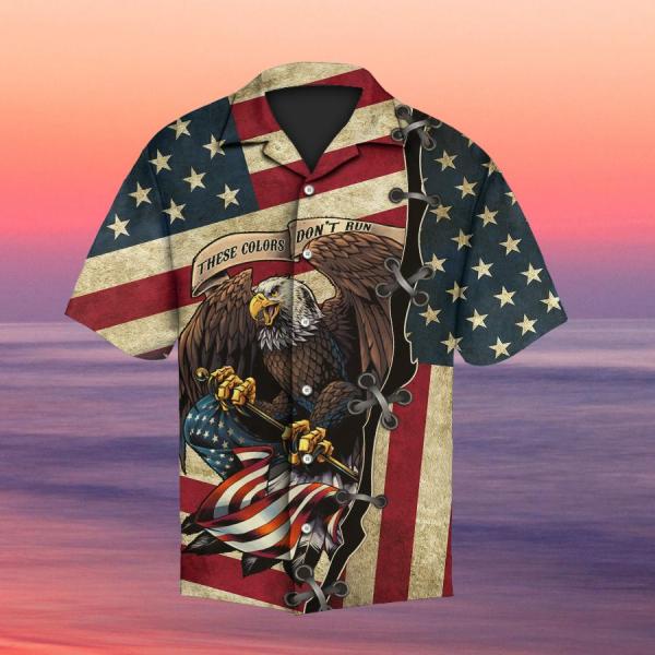 These Colors Don’T Run Eagle And American Flag Veterans Day Hawaiian Shirt