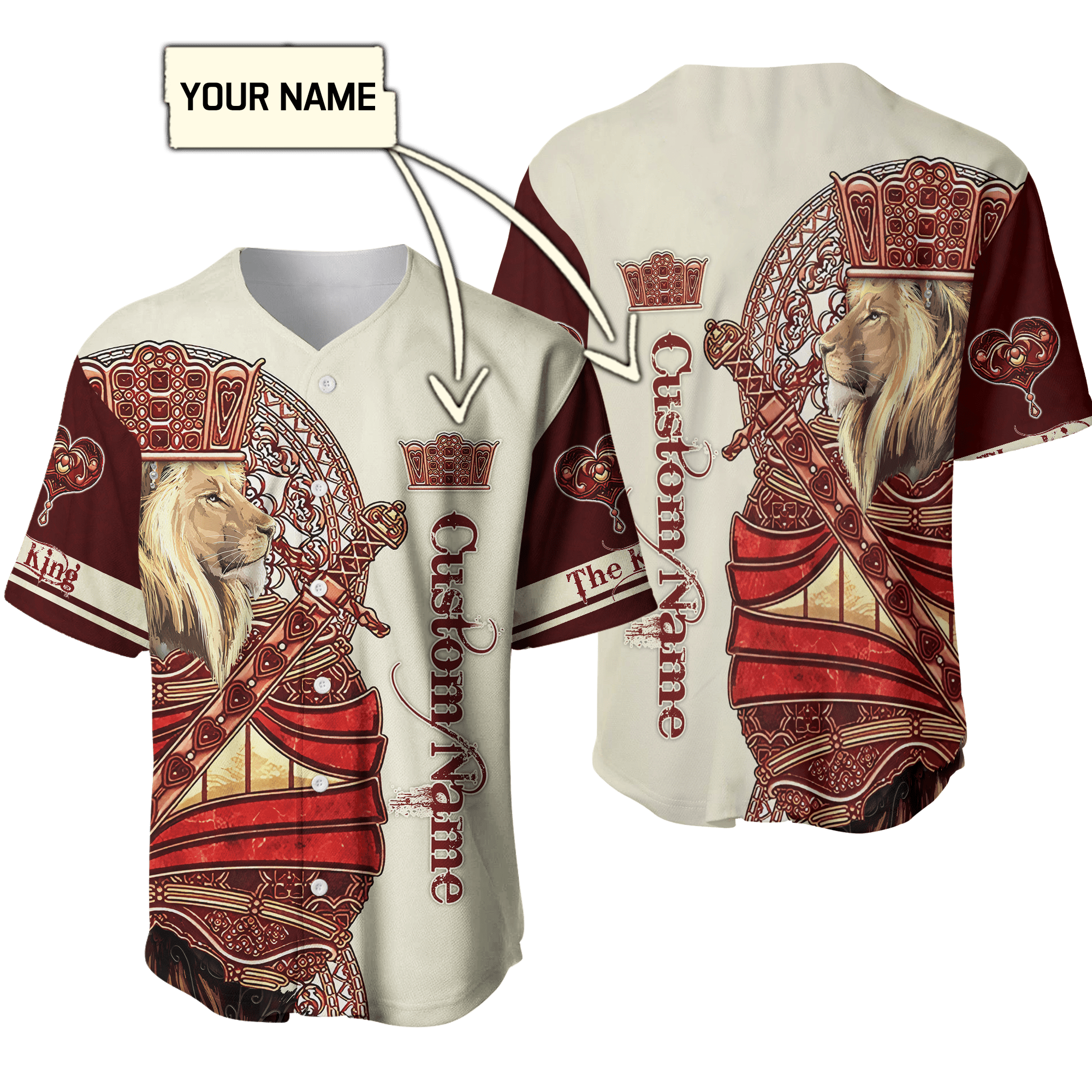 Summer Collection – Customized Name King Lion 3D All Over Printed Unisex Shirts