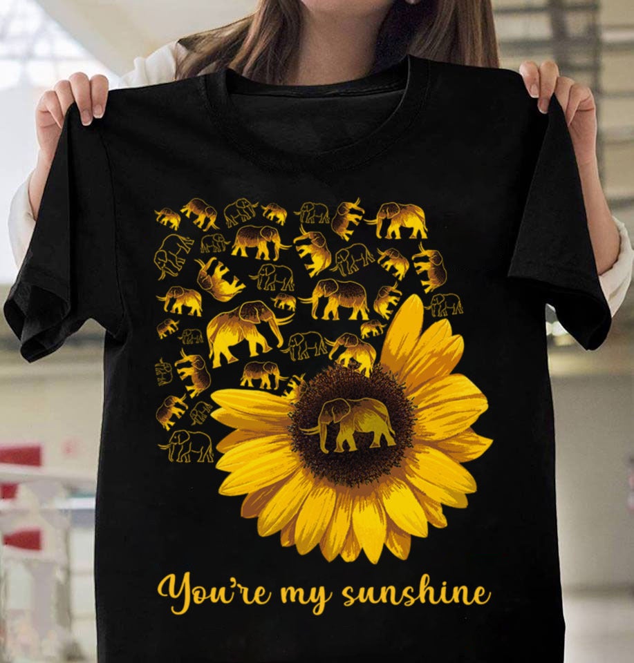 Sunflower Elephant You Are My Sunshine Funny Elephant Graphic Unisex T Shirt, Sweatshirt, Hoodie Size S – 5XL