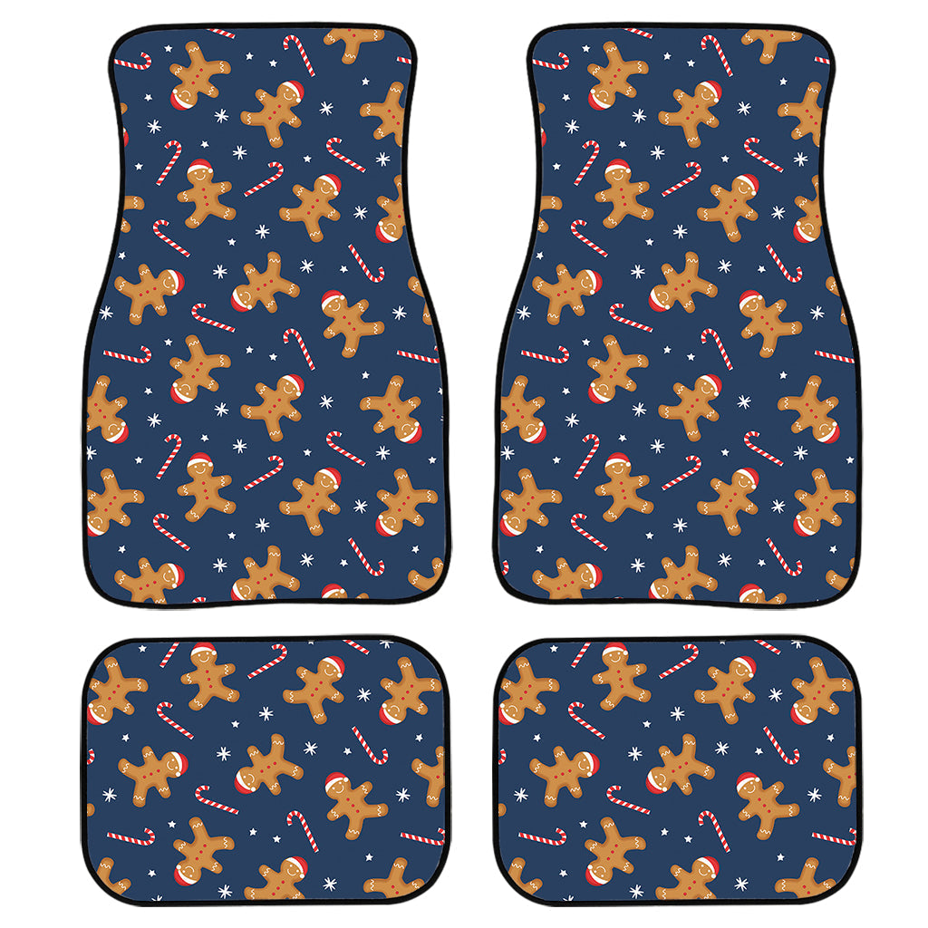 Xmas Gingerbread Man Pattern Print Front And Back Car Floor Mats, Front Car Mat