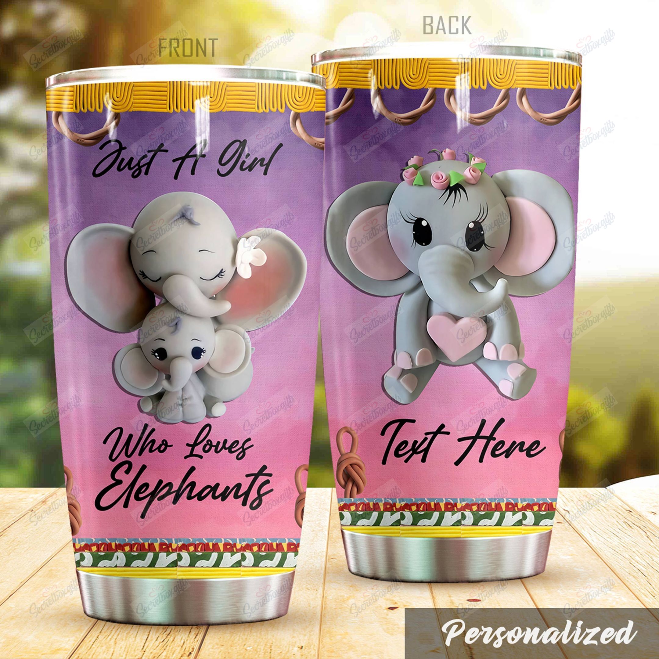 Personalized Elephant Love Elephants Cute Nc0710733Cl Stainless Steel Tumbler Customize Name, Text, Number