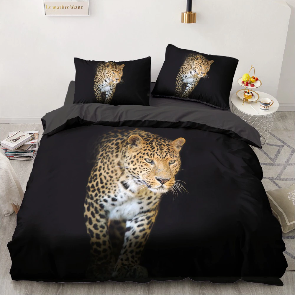 3D Bedding Sets Leopard Black Duvet Cover Set Bed Linen Pillowcase King Queen Full Size 200*200 Home Texitle