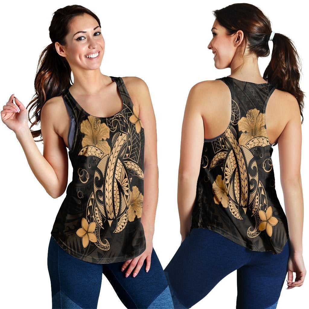 Hawaiian Turtle Flower Polynesian Racerback Tank Gold Ha89191