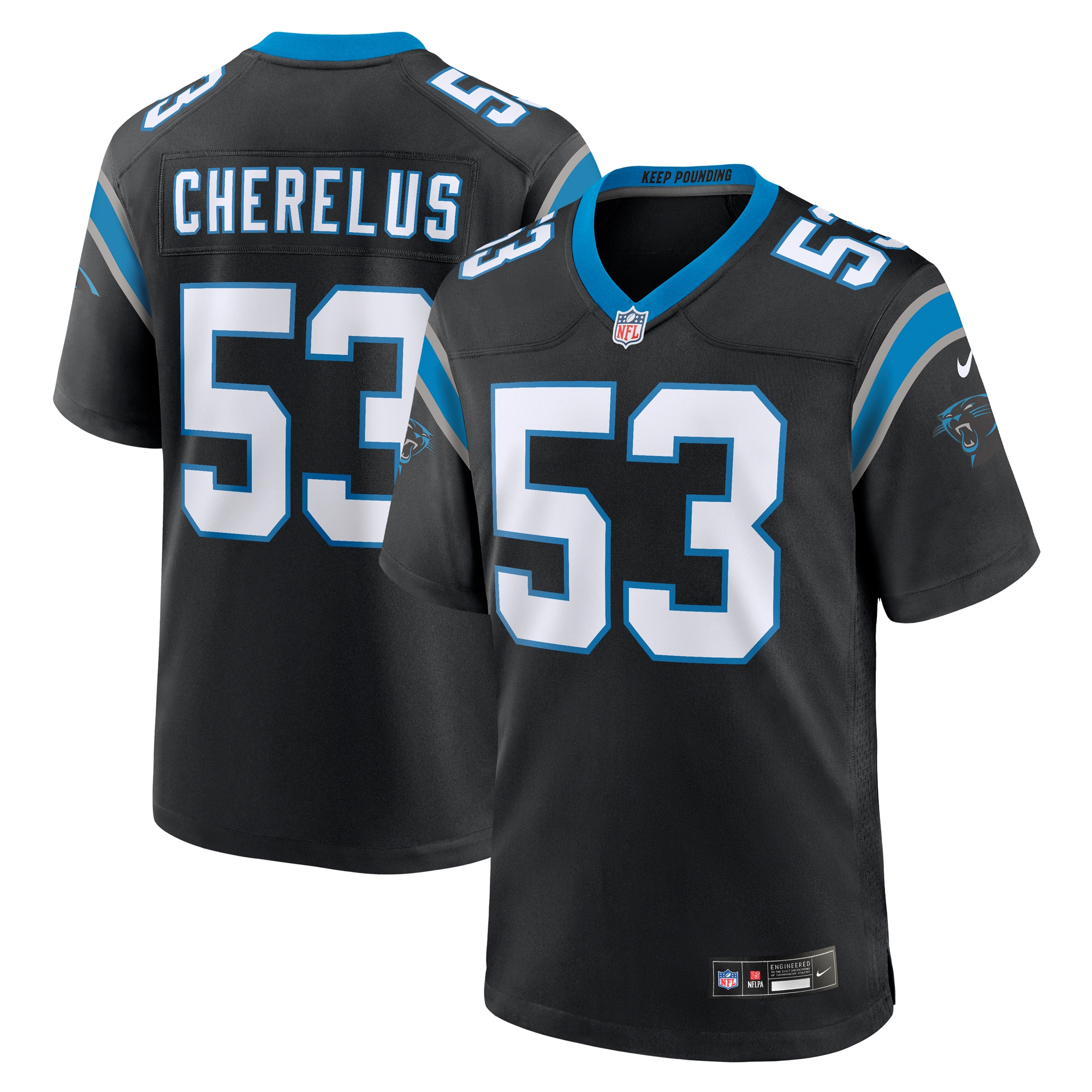 Men’s Carolina Panthers Claudin Cherelus  Black Team Game Jersey