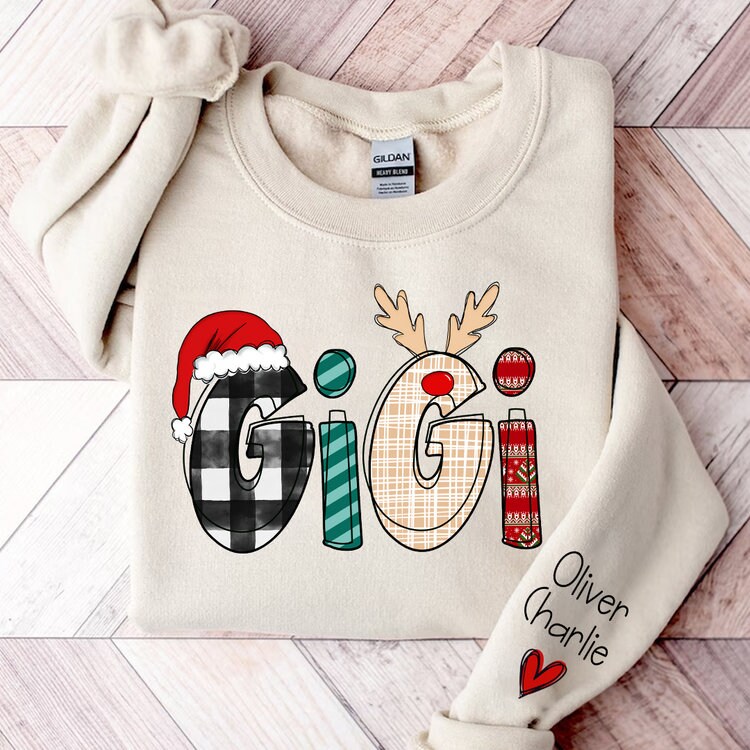 Christmas Gigi Sweatshirt, Christmas Grandma Sweatshirt, Gigi Christmas Gifts, Custom Gigi And Grandkids Sweatshirt, Gifts For Nana Gigi