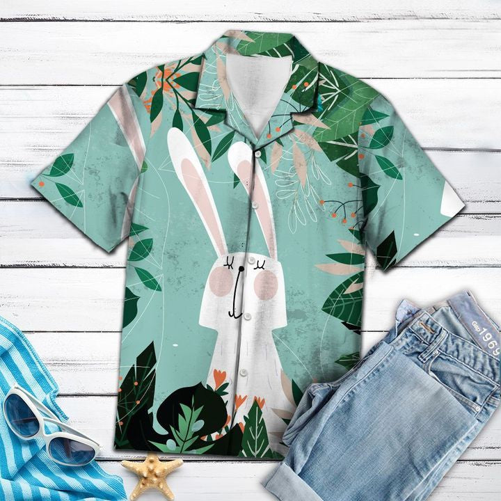 Rabbit Jungle 3D Hawaiian Shirt For Men With Vibrant Colors And Textures