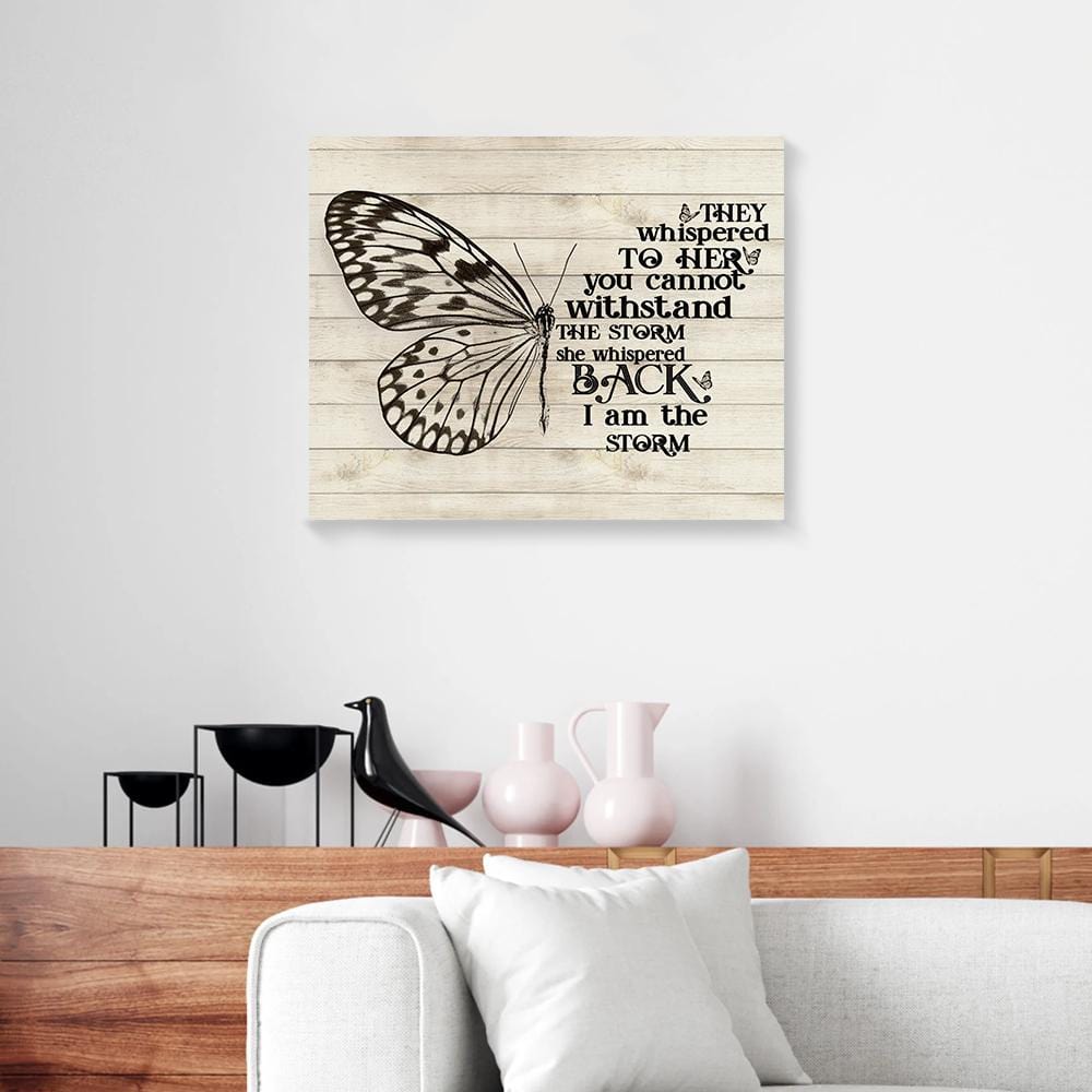 Canvas Painting They Whispered To Her I Am The Storm Butterfly Vintage Canvas Wall Art Home Decor