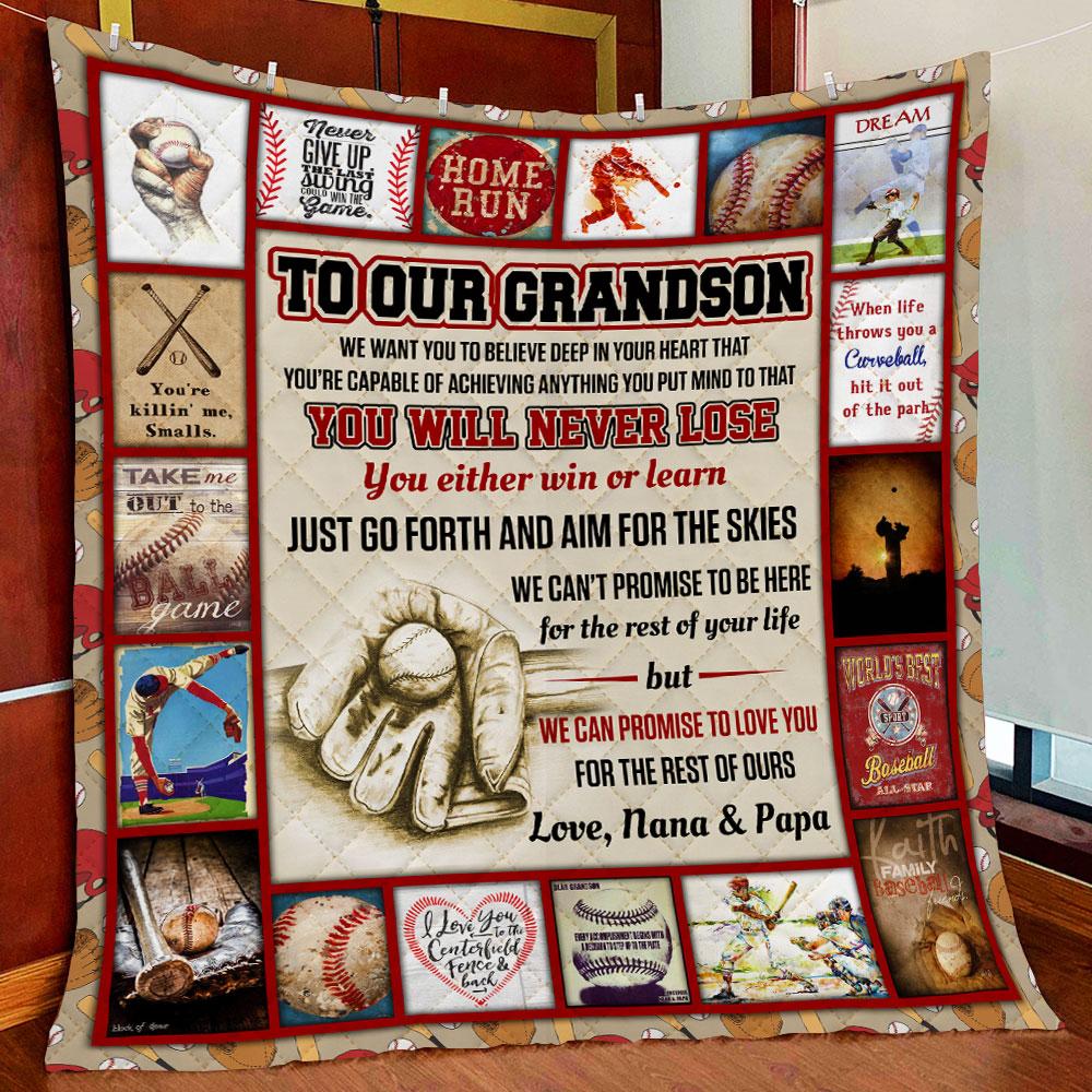 Our Baseball Grandson, Nana &Amp; Papa Quilt Blanket