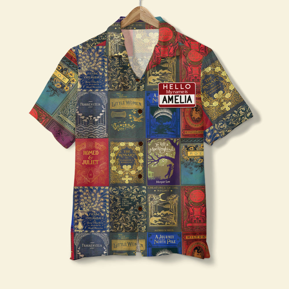 Personalized Book Lover Hawaii Shirt Hello My Name Is Seamless Pattern Ha37628