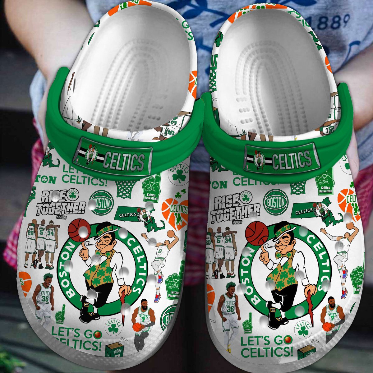 Boston Celtics Basketball team NBA Sport Custom Name Crocss Clogs Crocband Shoes Comfortable For Men Women and Kids