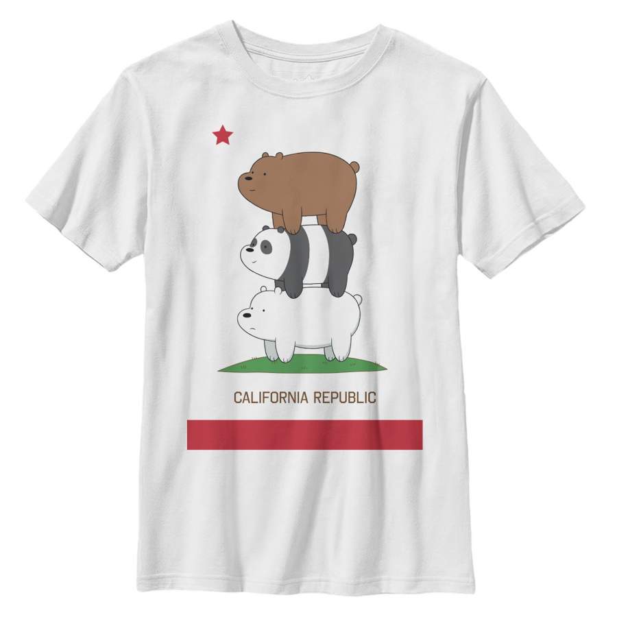 We Bare Bears Boy’s California Republic Bear Stack T-Shirt