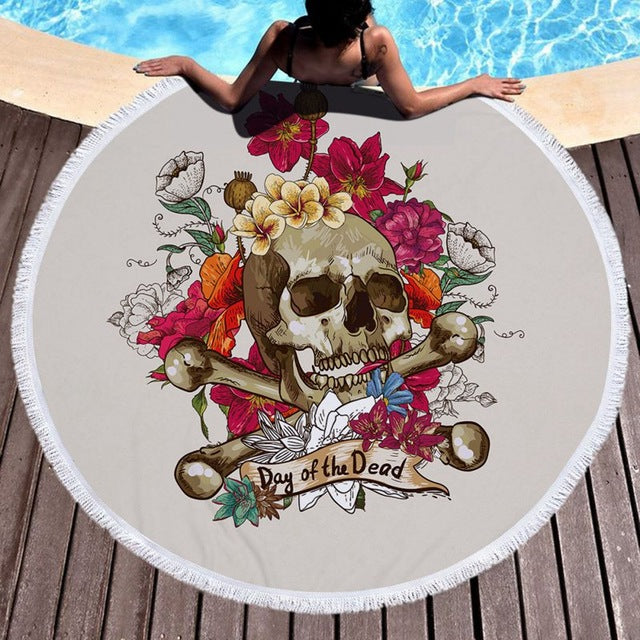 3D Skull Beach Towel Mandala Wall Tapestry Retro Home Decor Hanging Home