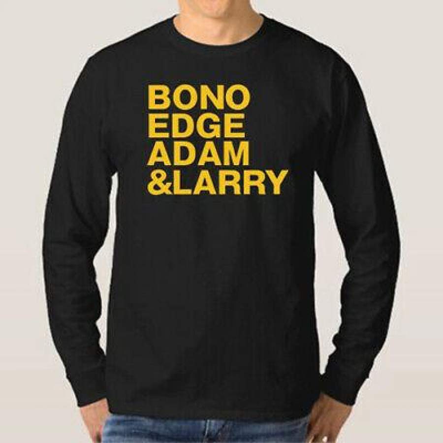 U2 Bono Edge Adam Larry Rock Band Men’S Long Sleeve Black T-Shirt Size S-3Xl