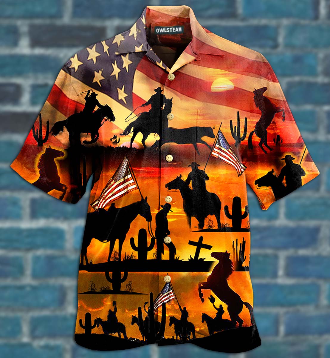 American Cowboy Sunset Full Printing Hawaiian Shirt