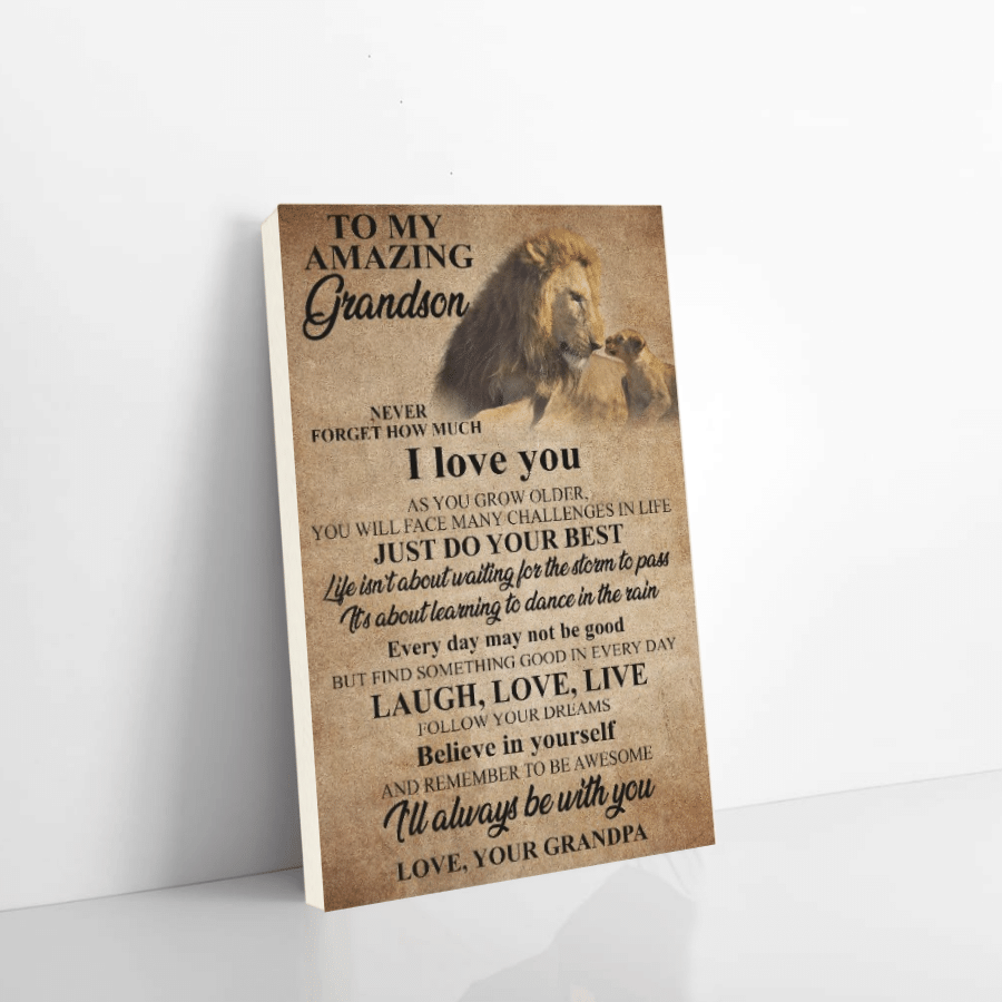 Lion Canvas Grandpa To Grandson Never Forget That I Love You Christmas Gift Ideas