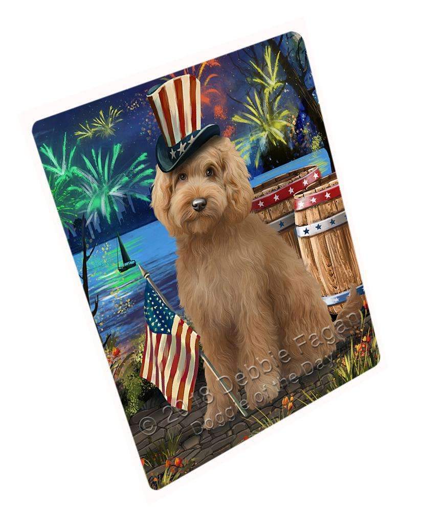 4Th Of July Independence Day Fireworks Goldendoodle Dog At The Lake Blanket Blnkt76458