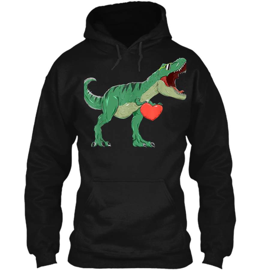 Boys Valentines Day  Kids T-Rex Dinosaur I Steal Hearts Pullover Hoodie 8 oz