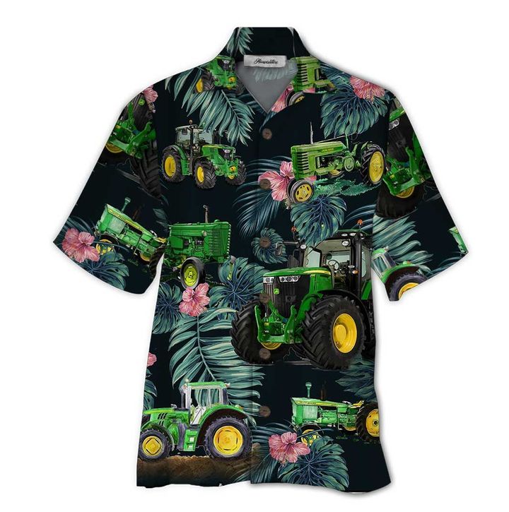 Green Tractor All Over Printed Hawaiian Shirt Ha43197