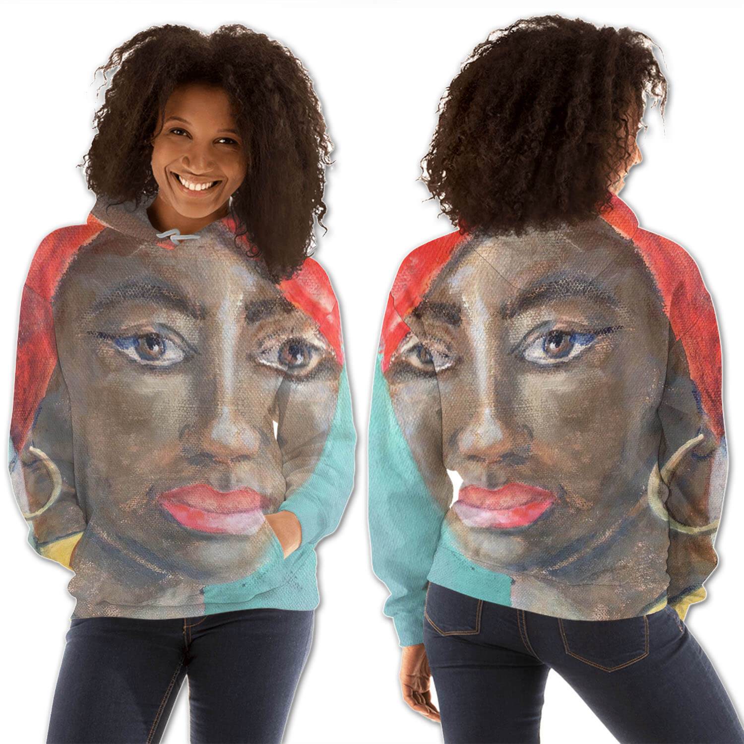 African American Hoodies Cute African American Woman All Over Print Womens Hooded Sweatshirt African Apparel BPS22535