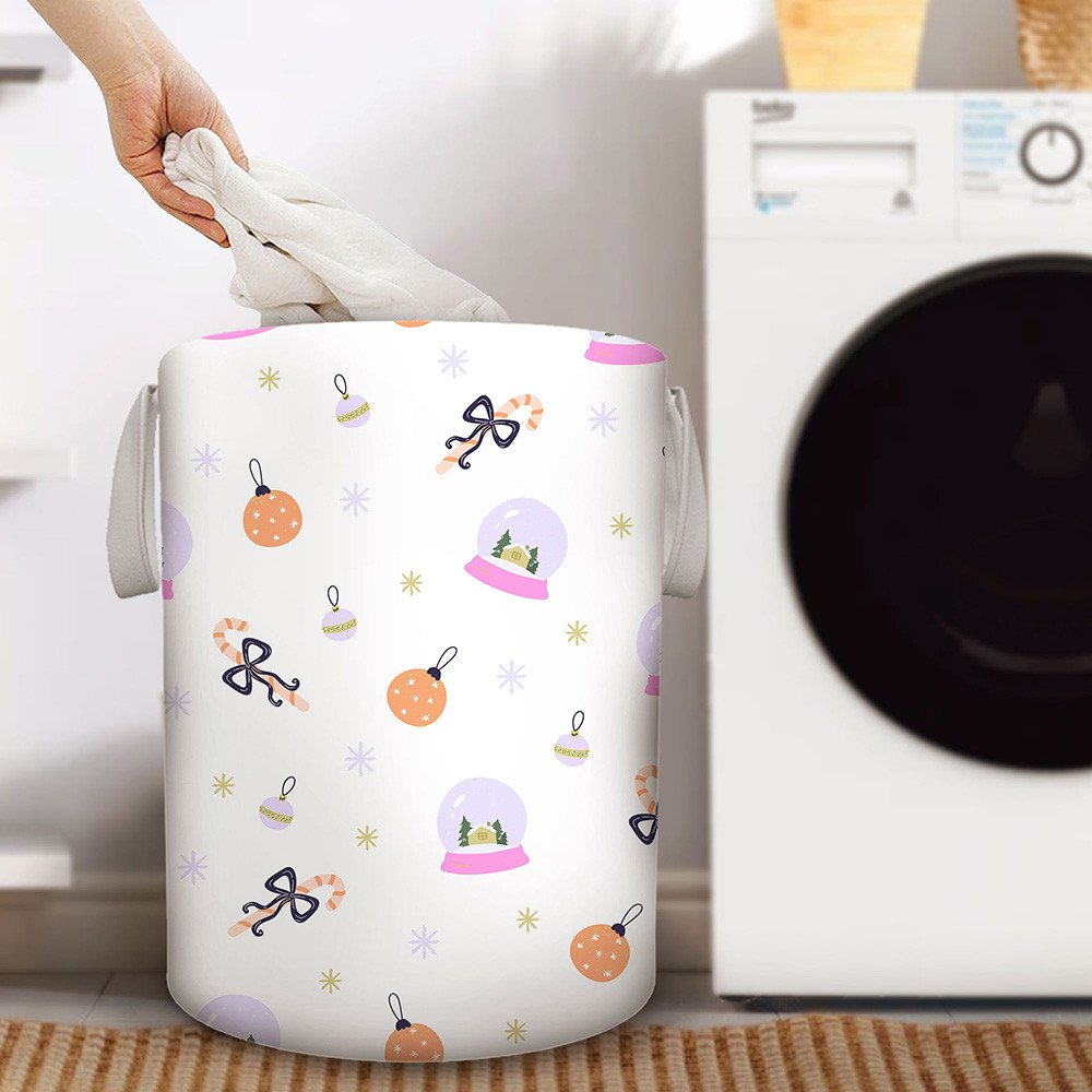 Shopeeyou – Beautiful Christmas Ornaments In The Snow Christmas Foldable Laundry Basket