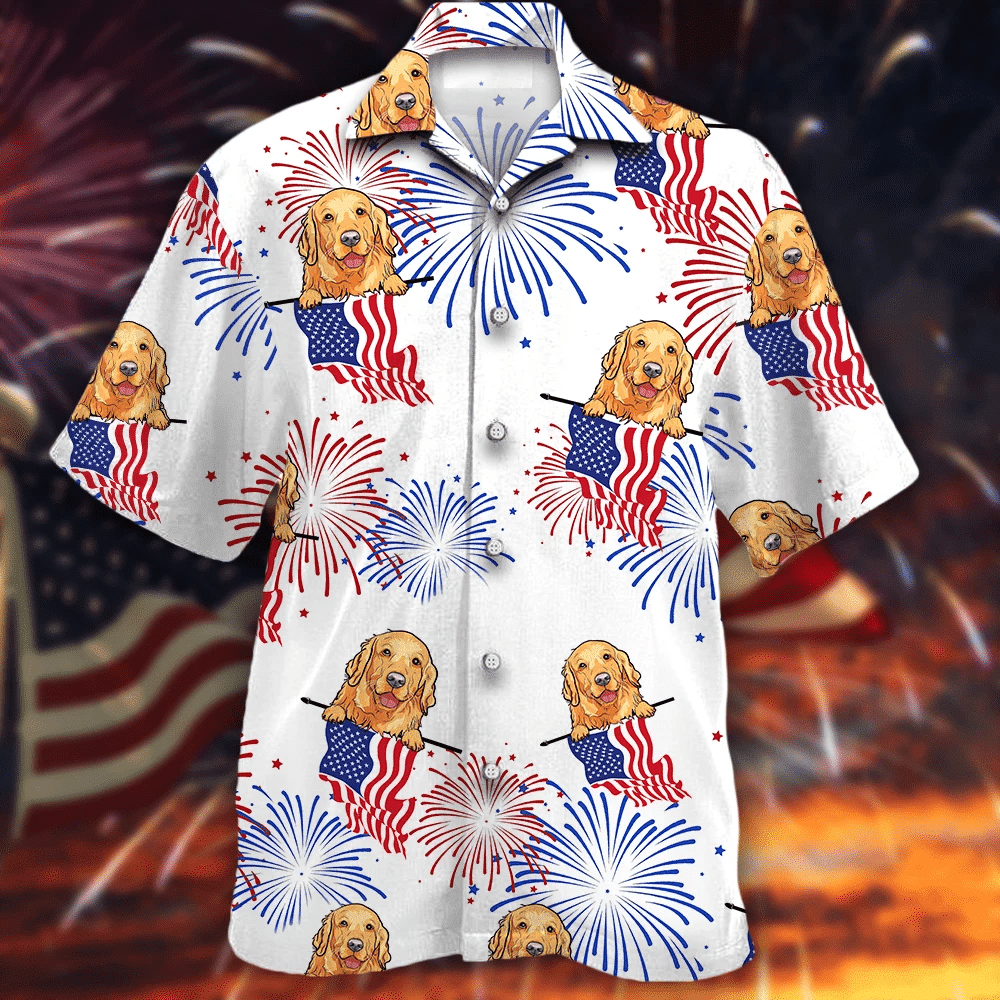 Golden Retriever For Independence Day Aloha Hawaii Shirts Dh Ha37114