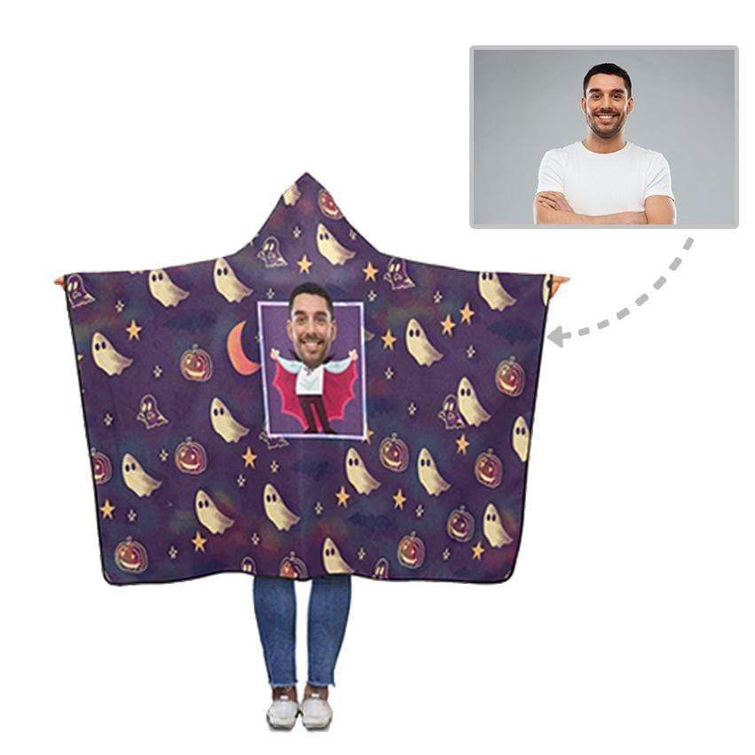 Custom Face Purple Ghost Hooded Blanket