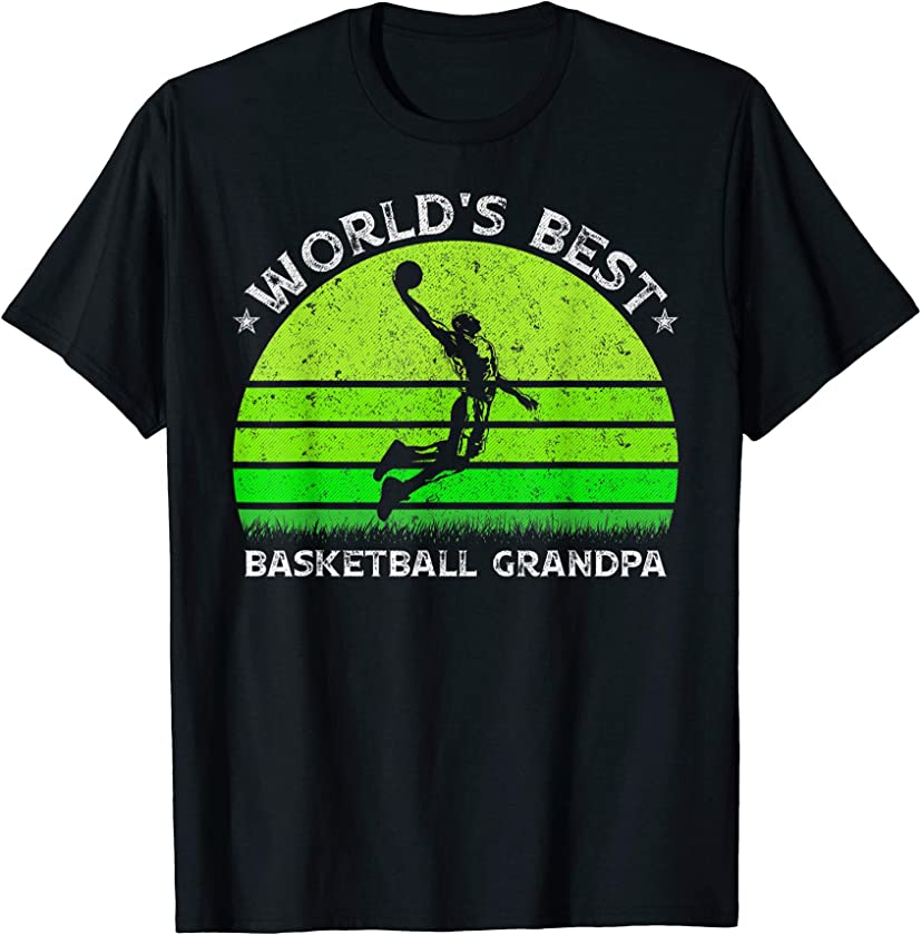 Vintage Retro World’s Best Basketball Grandpa Silhouette Tee T-Shirt