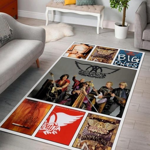 Aerosmith Ver 6 Music Band Rug All Over Print Logo Custom Area Rug Carpet Full Sizes Home Living Rug Carpet Decor