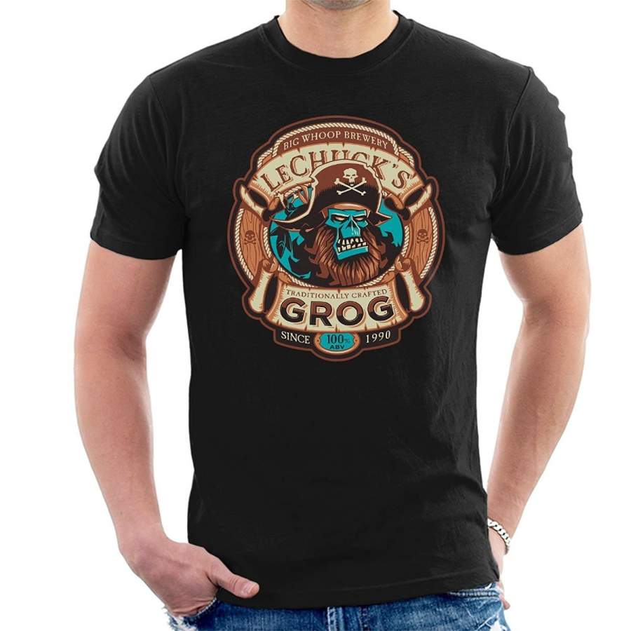 Men’s Fashion Cotton T-shirt   Ghost Pirate Grog Monkey Island Lechuck Men’s Punnk T-Shirt