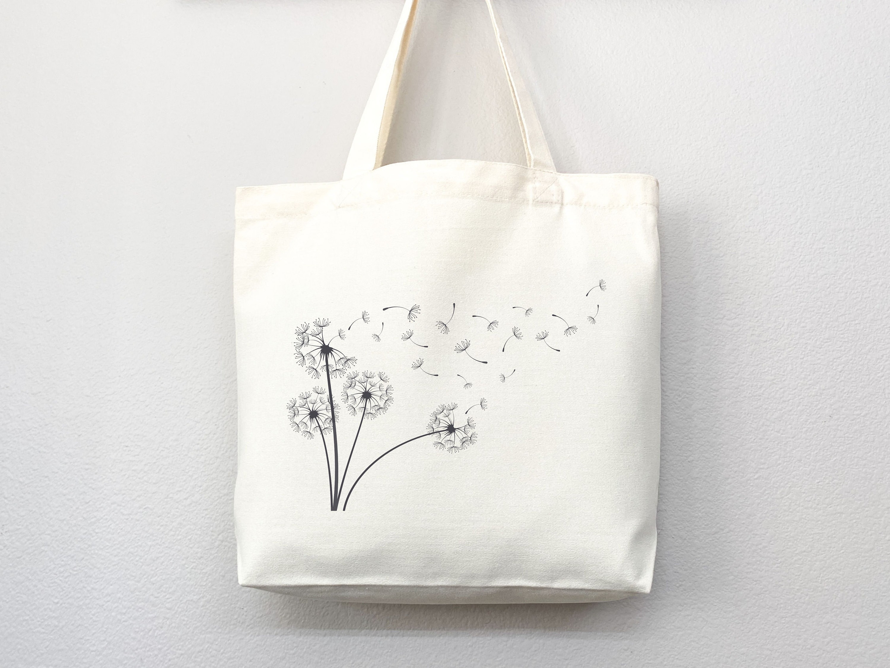 Dandelion Tote Bag, flower tote bag, tote bag canvas, eco friendly bag, aesthetic tote, reusable bag, floral tote bag,plant lover,flower bag