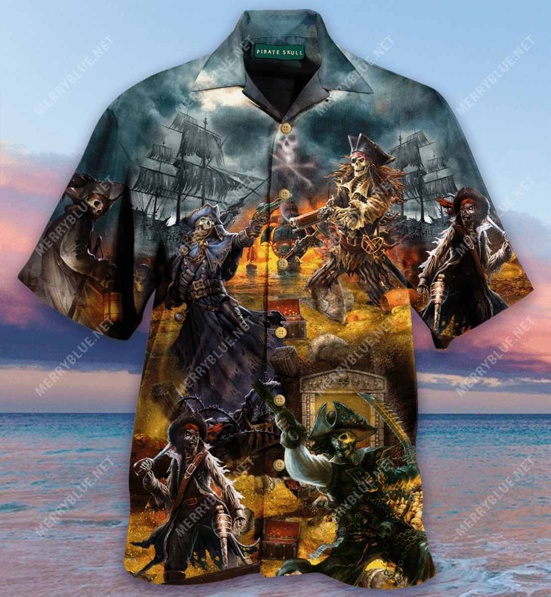 High Quality Pirate Skull Treasure Hunting Unisex Hawaii Shirt Ha105098