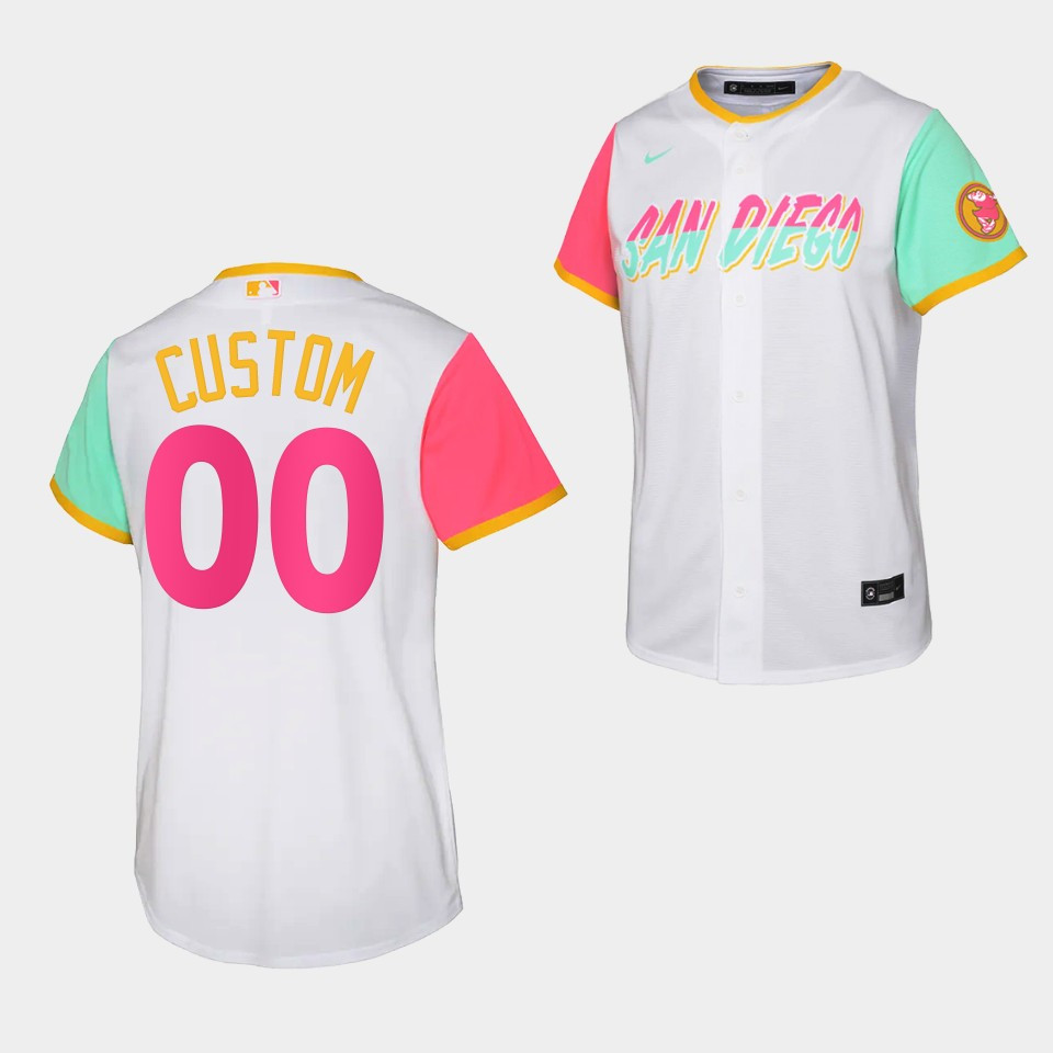 Youth San Diego Padres Custom 00 White Jersey 2022-23 City Connect Shirt