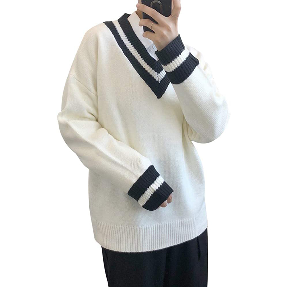 Autumn Winter Men Sweater V-neck Knitwear Sweater Vest Clothing Jumper Men Casual Knitted Pullovers Tops alx