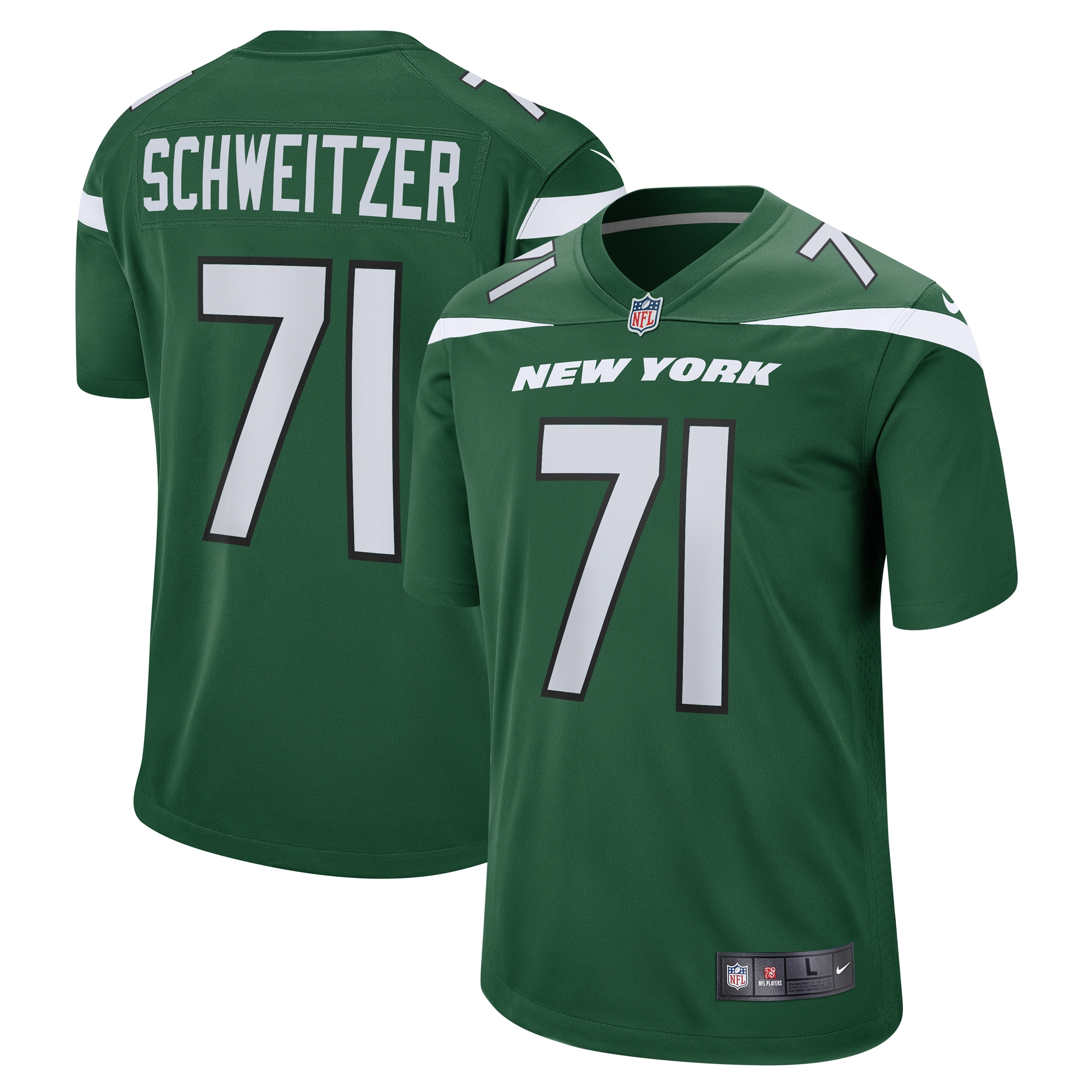 Men’s New York Jets Wes Schweitzer Green Game Jersey