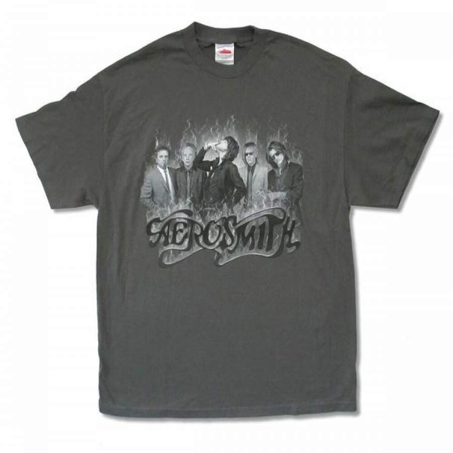 Aerosmith Smoking Band Photo T Shirt Band Music Adult