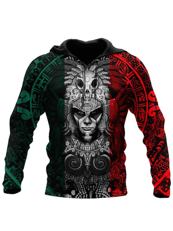 Aztec Mexican Warriors Hoodie 3D Statement Hoodie Sweatshirt