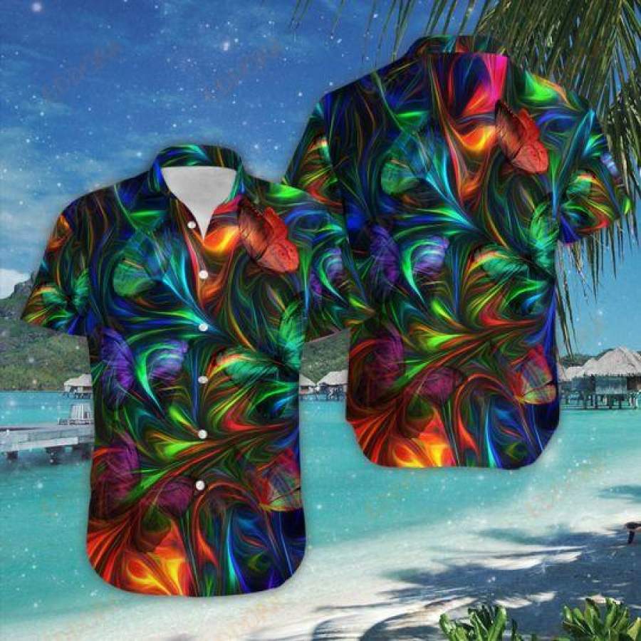 Butterfly Rainbow Hawaii Aloha Shirts Ha1811