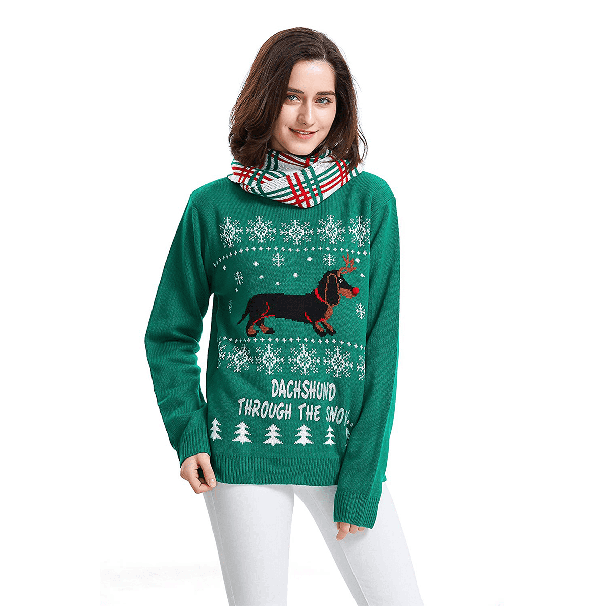 Women’s Dachshund Through The Snow Ugly Christmas Sweater