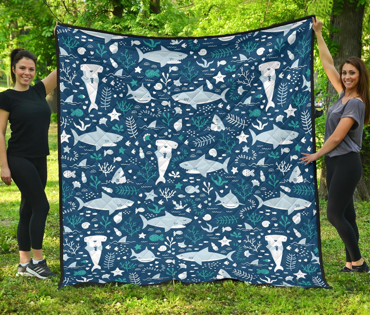 Cute Shark Pattern Premium Quilt