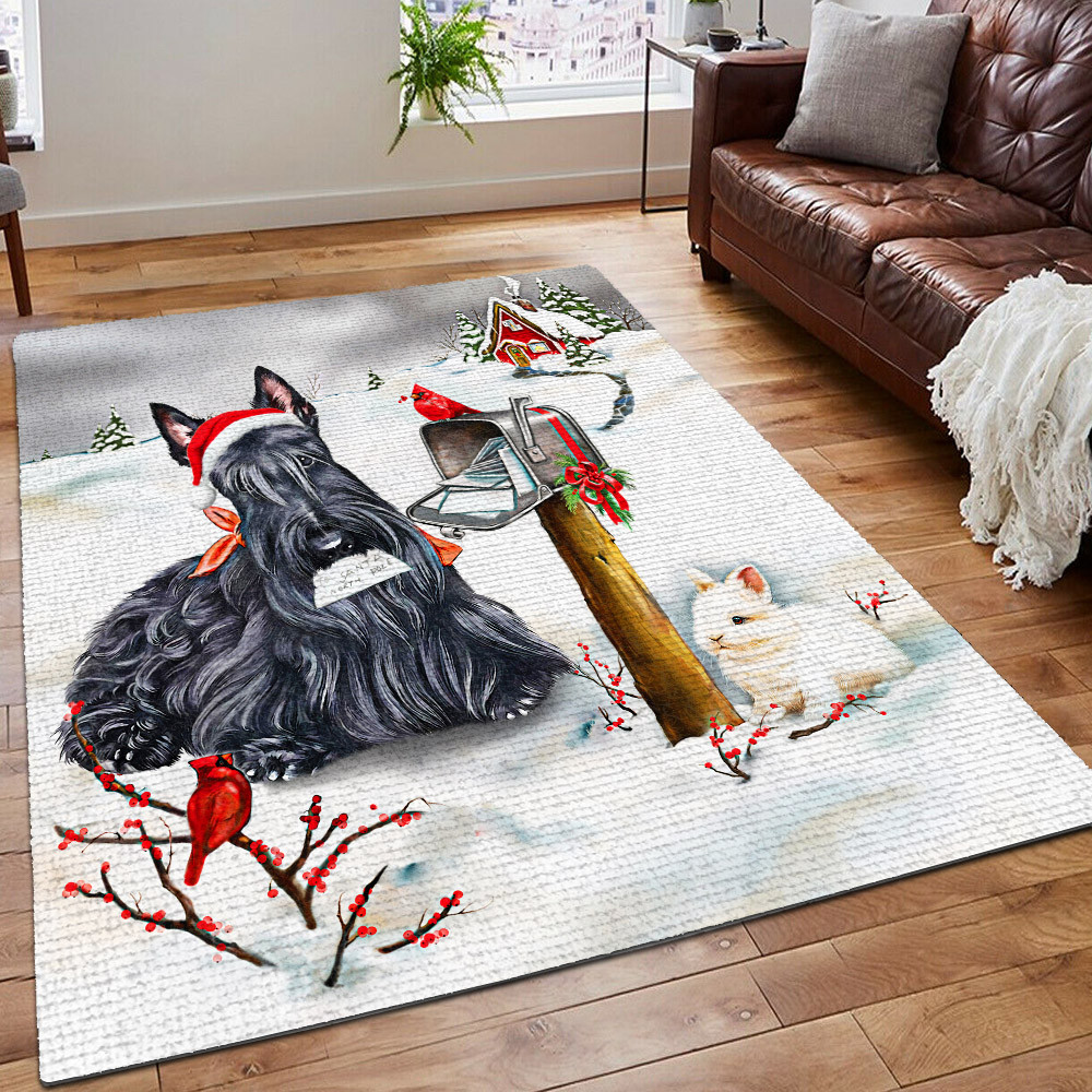 Scottish Thistle Area Rug, Christmas Penguin Rug, Scottish Printing Floor Mat Carpet, Scottish Christmas Cards Rug, Gifts For Christmas