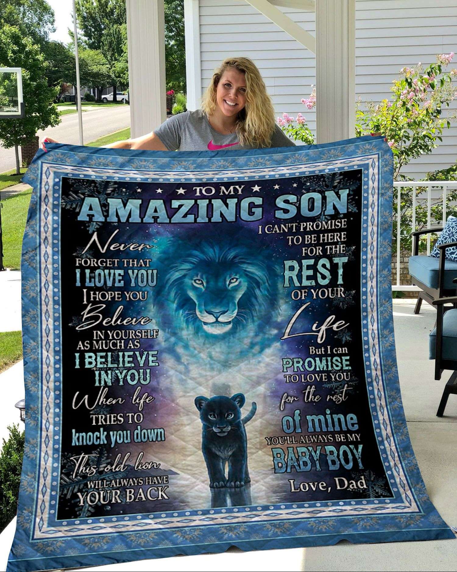 To My Amazing Son Never Forget That I Love You Lion Quilt Blanket