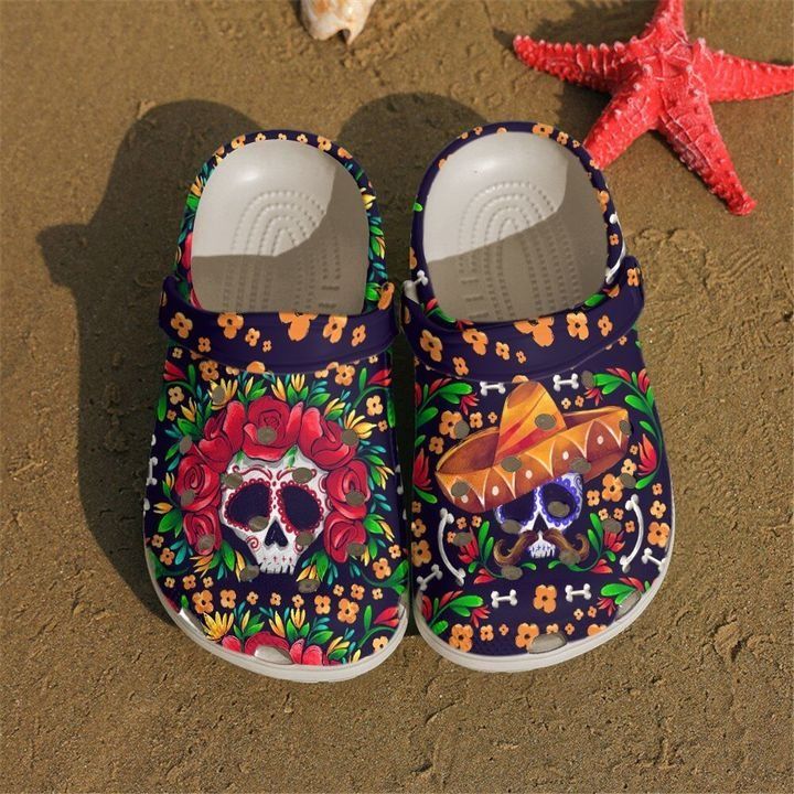 Skull Couple Sku 2203 Crocs Crocband Clog Comfortable For Mens Womens Classic Clog Water Shoes