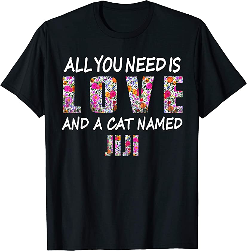 All you need is love and a cat named Jiji Vintage Floral T-Shirt